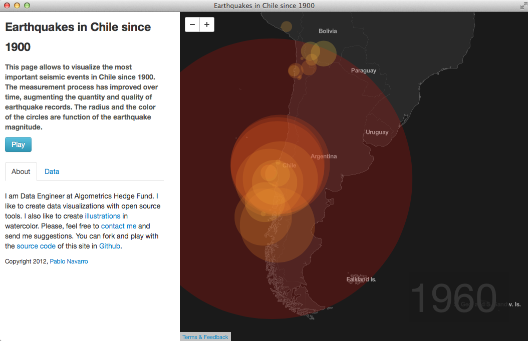 Screenshot - Earthquakes in Chile since 1900.